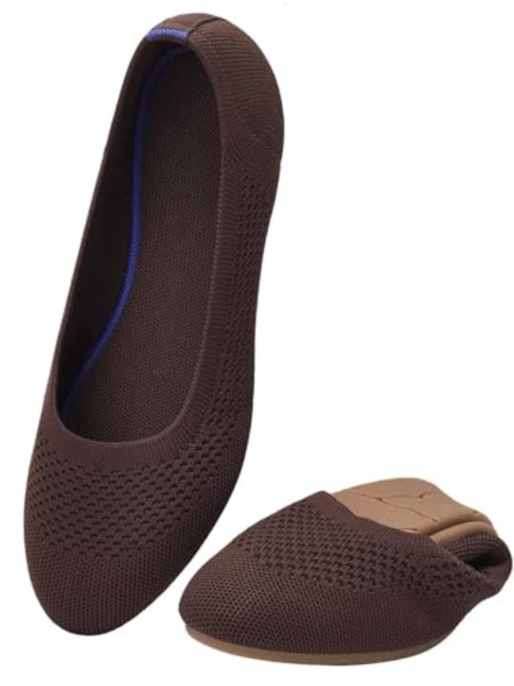 Women's Ballet Flats Comfort Round Toe Knit Slip On Walking Shoes Breathable